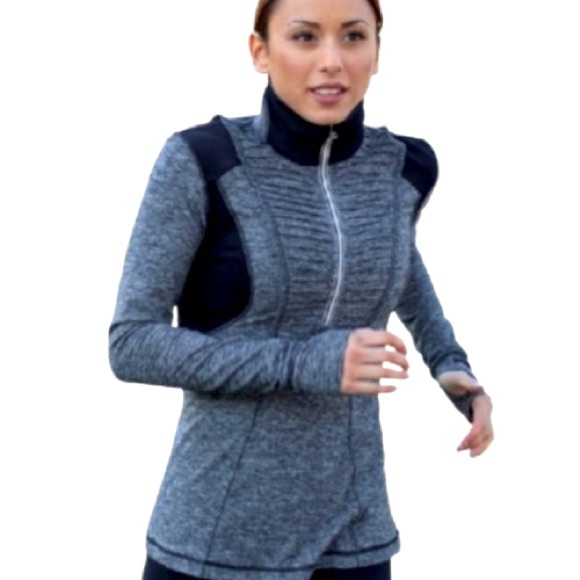 lululemon athletica Jackets & Blazers - Lululemon Run Your Heart Out 1/2 Zip Pullover Heathered Black Size 4 EUC
